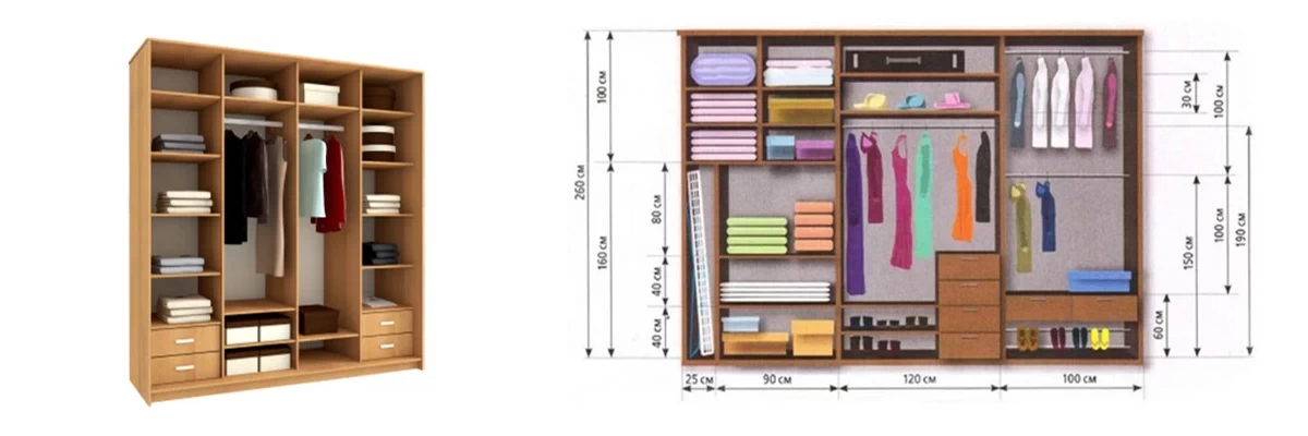 Внутренний объем шкафа-купе
