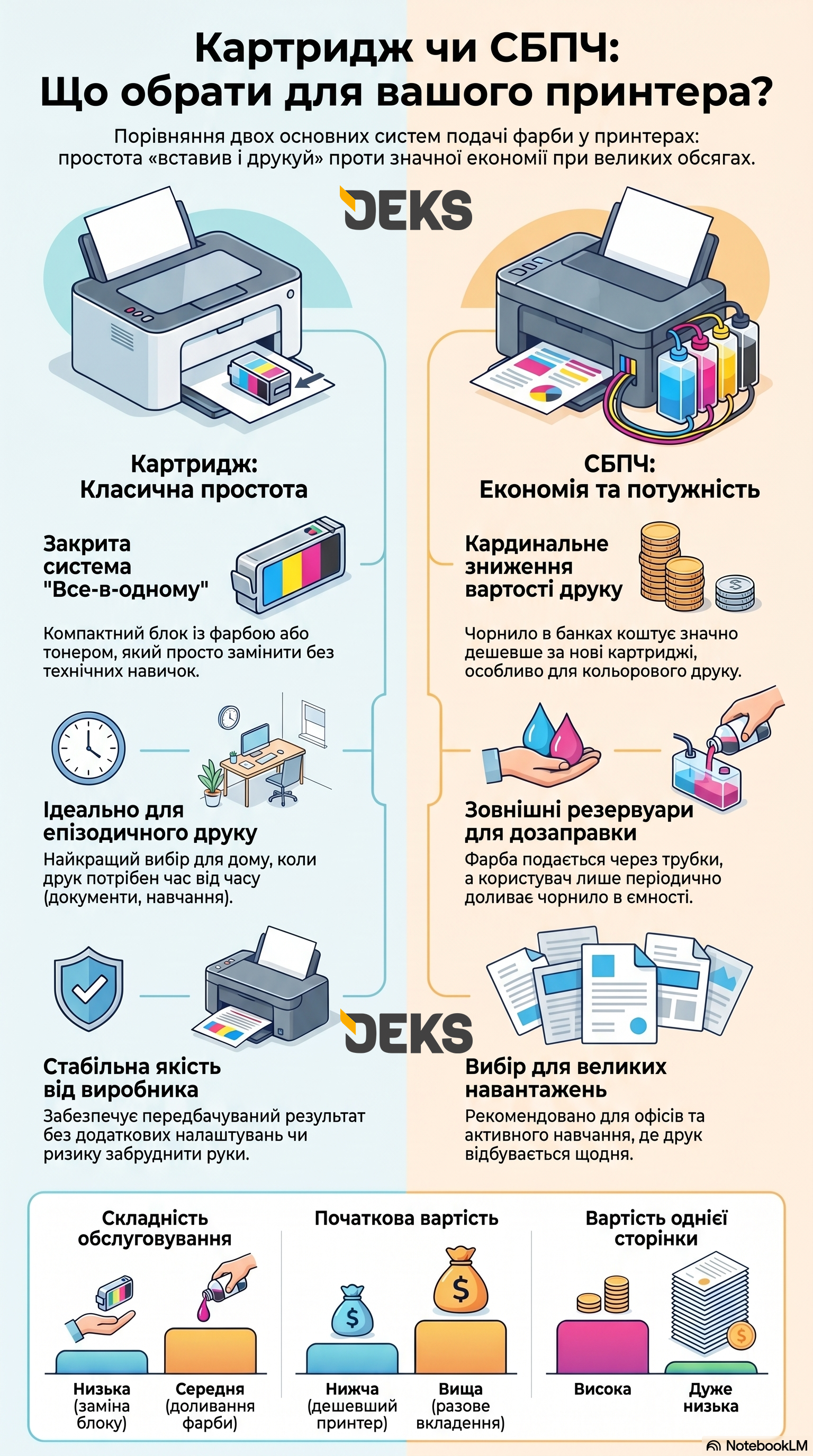 Інфографіка що вибрати картридж чи чорнило