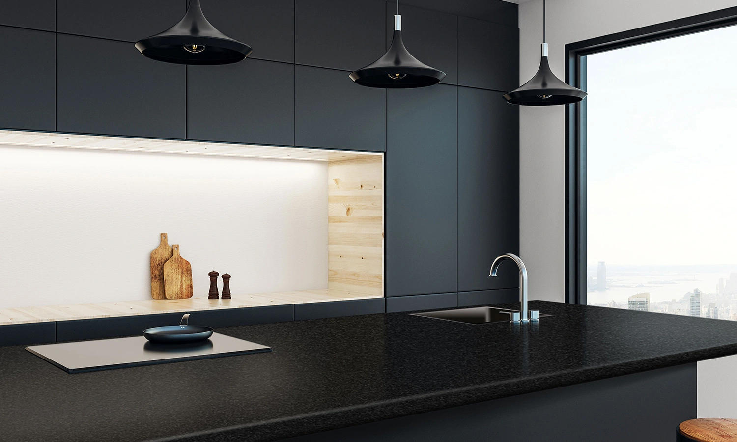 Стільниця LuxeForm W9215 3050х900х38 мм 1U MR Вологостійка R6 Р WT Гранiт антрацит - 3