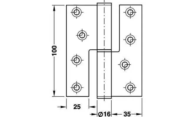 Завіса Hafele карточна ліва нержавіюча сталь D16 мм 100 мм 68 кг 92620103 - 2