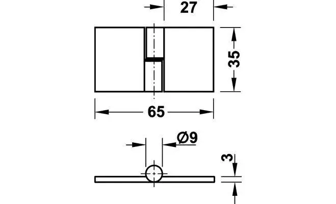 Завіса для скла кут 180 ліва 65 х 35 алюміній полірований для приклеювання (2шт) UV 36152901 - 2