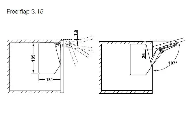 Підйомник FREE FLAP 3.15 107° модель E - 2