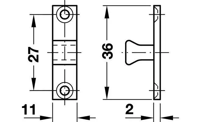 Защелка шариковая двойная 14х60 мм, латунь полированная - 2