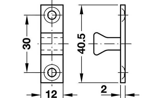 Защелка шариковая двойная латунь 14х70мм - 2