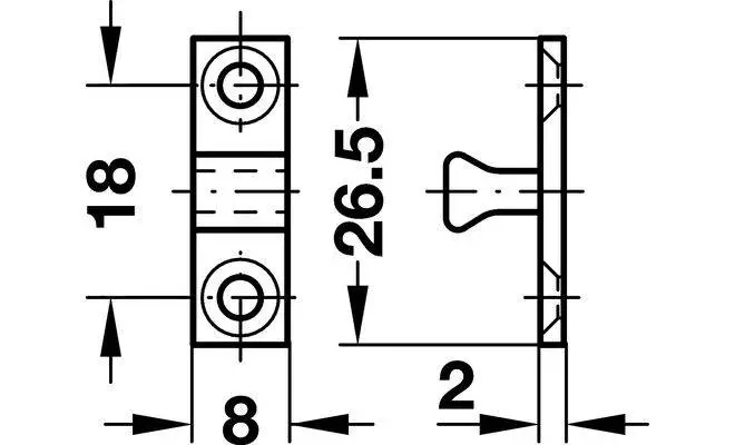 Защелка шариковая двойная 10х43 мм, латунь полированная - 2