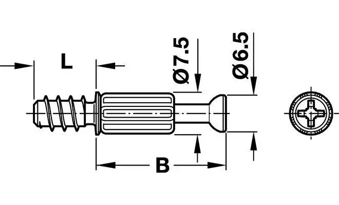 Болт стяжки MINIFIX S200 з пластиковою муфтою сталевий без покриття D7.5мм глибина свердління 24мм р - 2