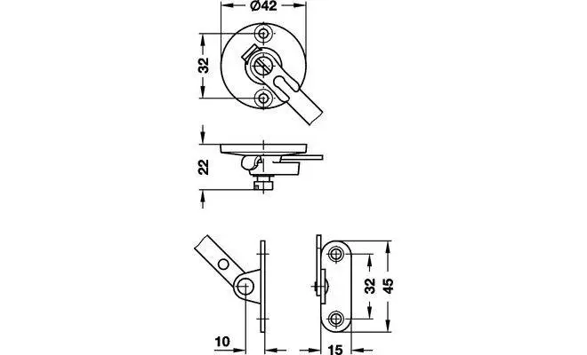 Розкладна стопорна стійка 225 мм, сталь, нікельована - 2