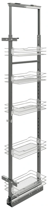 Полный комплект выдвижного шкафа пенала для кухни с 5 проволочными корзинами хром, для корпуса 300 м