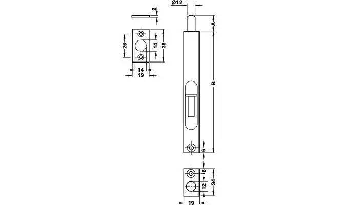 Шпінгалет врізний Hafele 911.62.335 19х151 мм Нержавіюча сталь - 2
