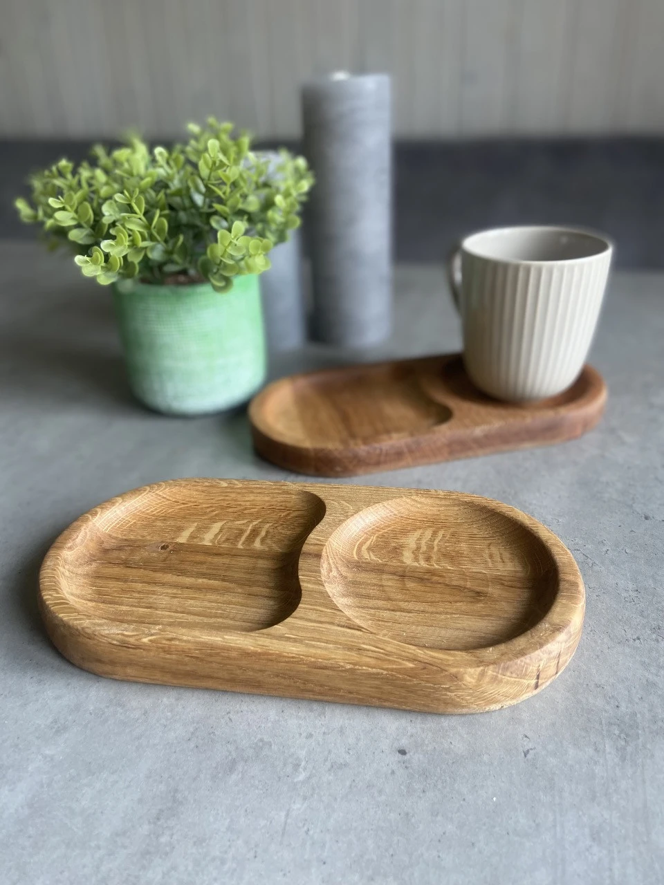Менажница деревянная под чашку, 20х10см, Овальная