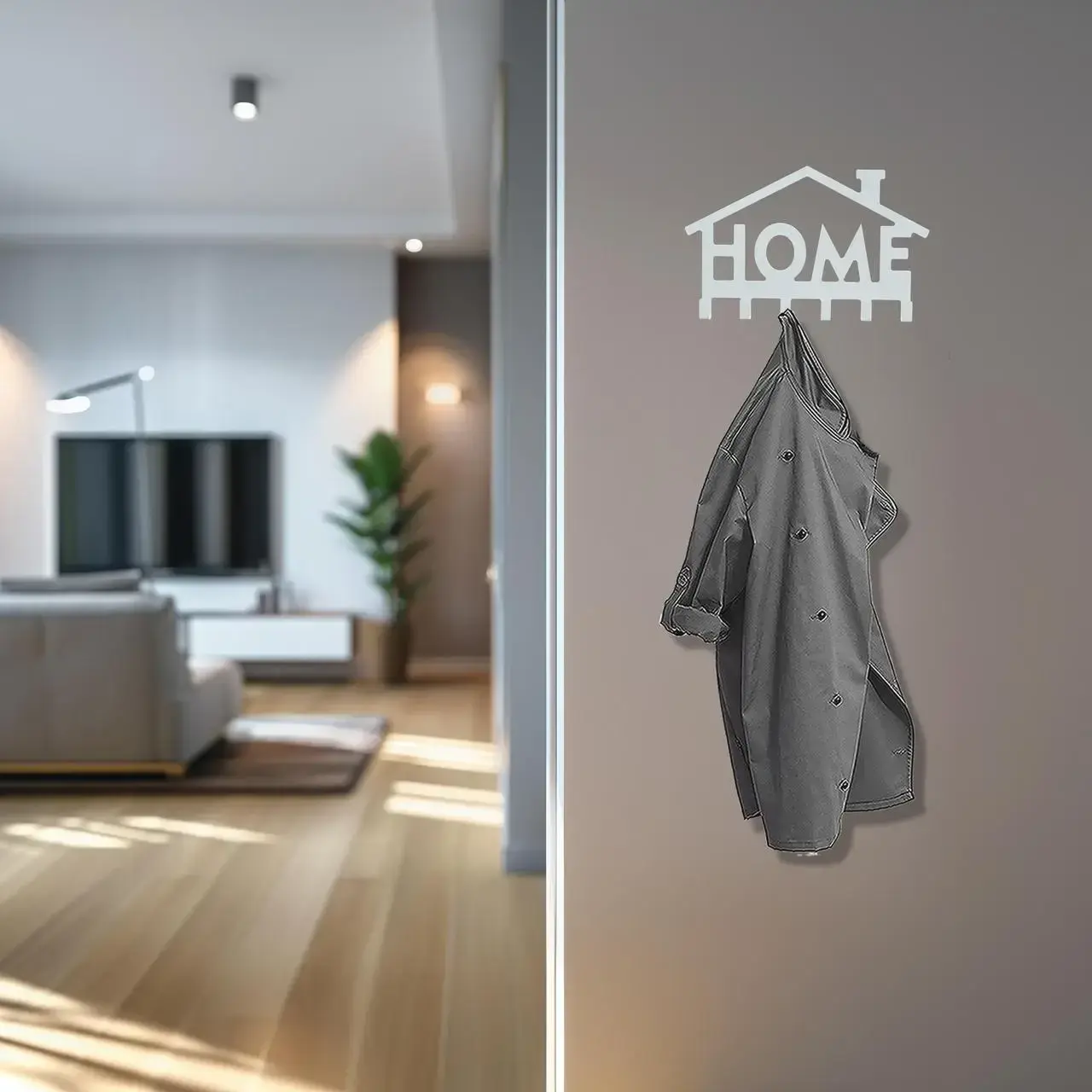 Ключниця настінна металева, 24х14.5см, Колір "чорний", Home на 6 гачків - 2