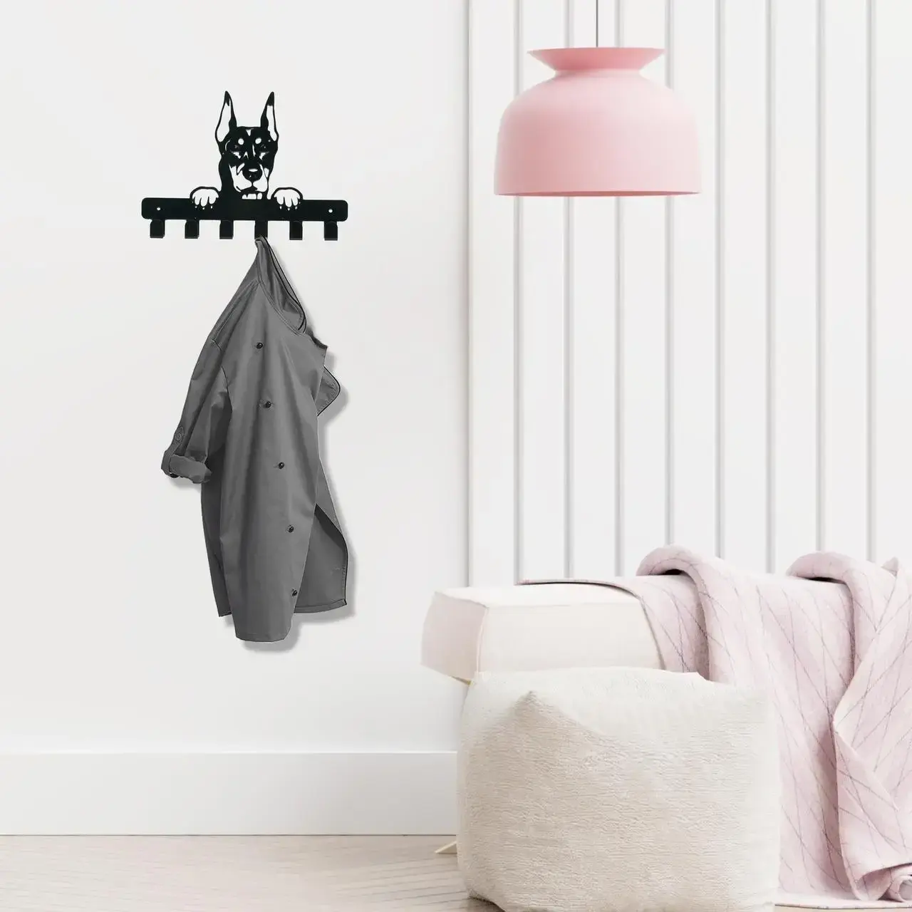 Ключниця настінна металева, 24х16.5см, Колір "чорний", собака на 5 гачків - 2