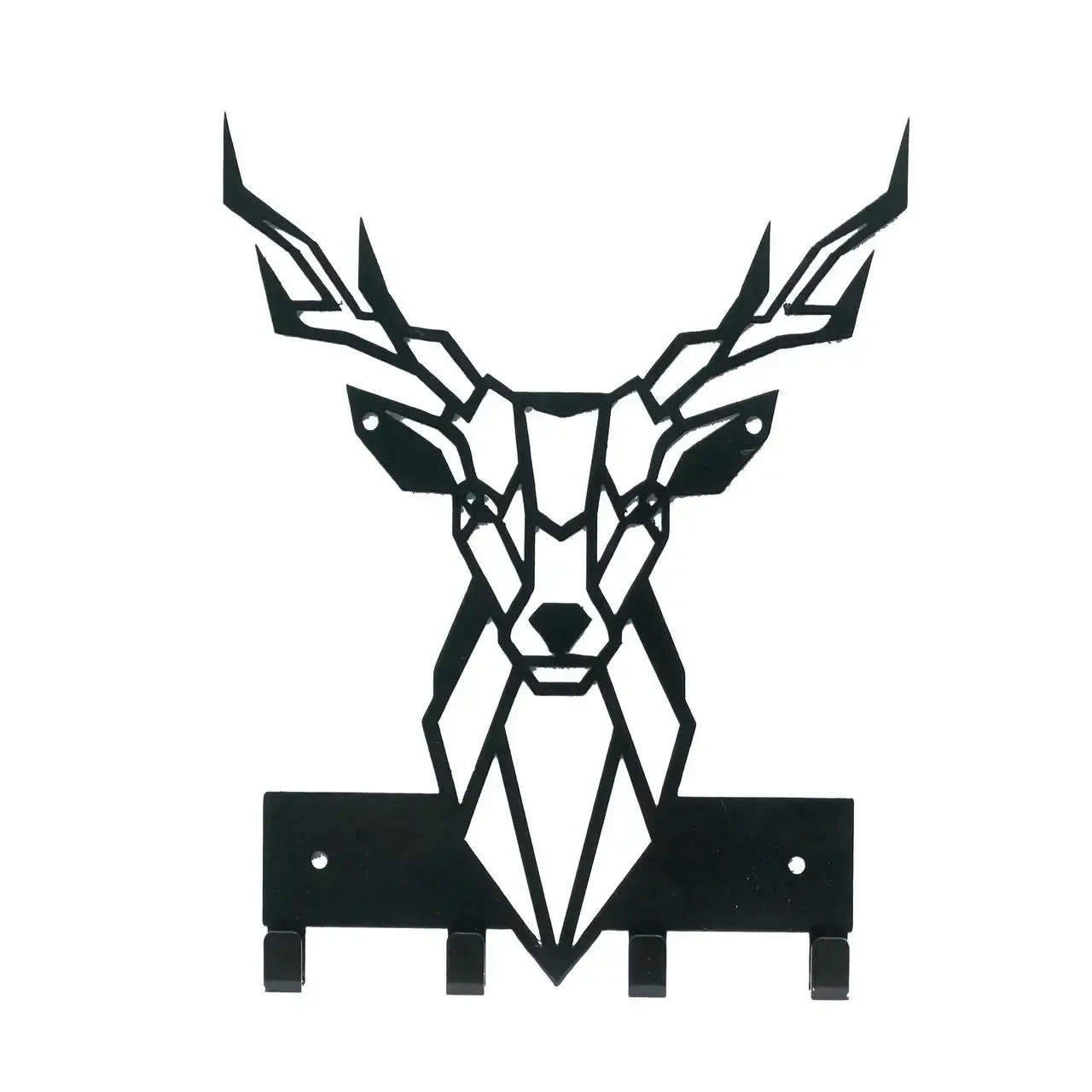 Ключниця настінна металева, 17.5х22.5см, Колір "чорний", олень на 4 гачки - 2