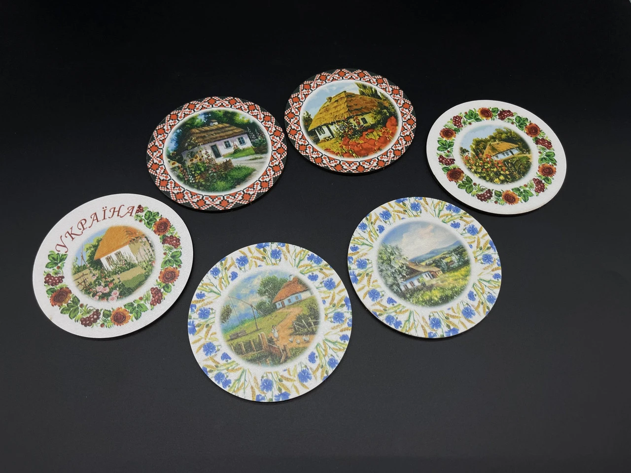 Костер під гарячий посуд із дерева з УФ-друком, 9,5см, "Україна" - 2