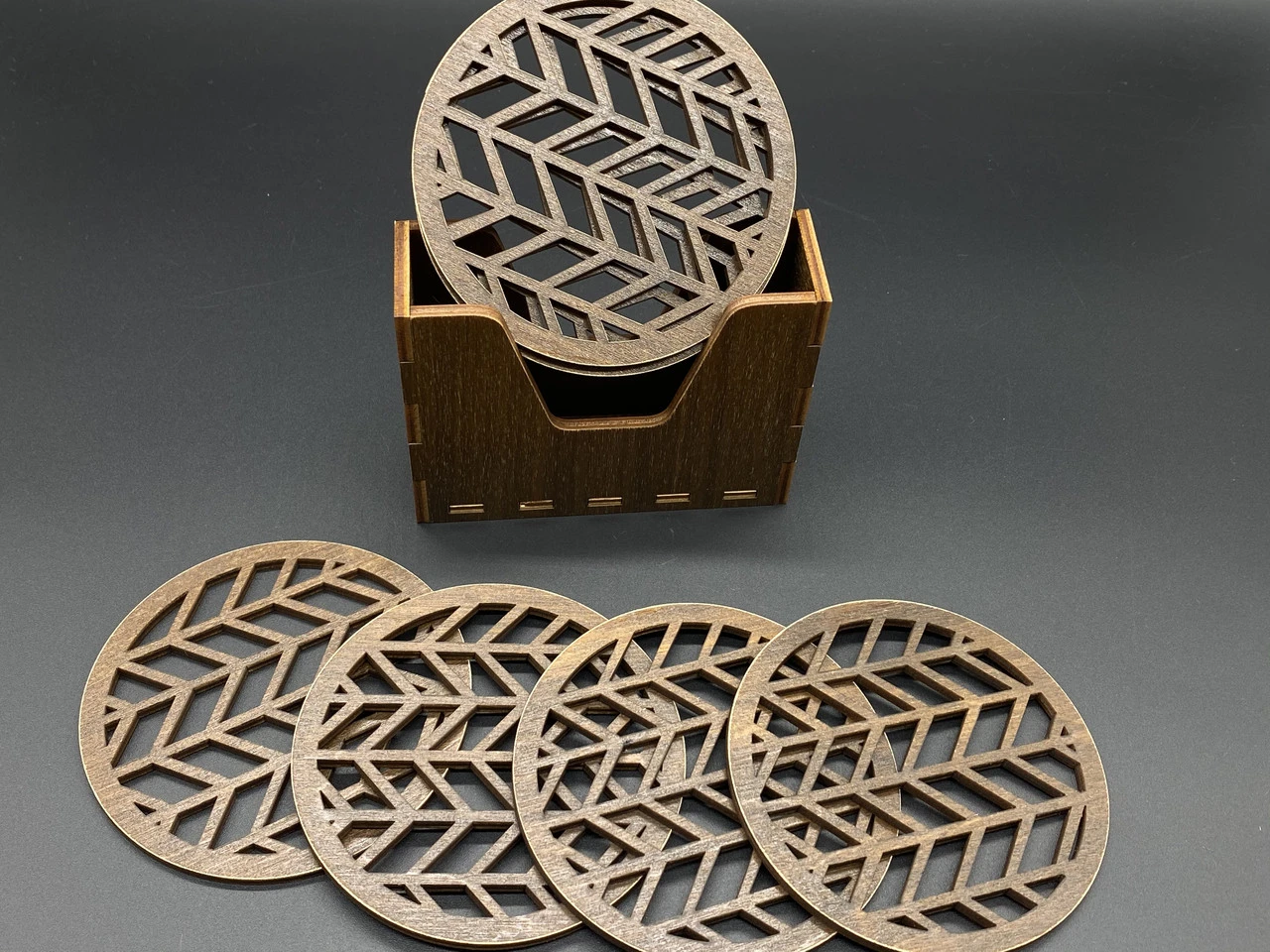 Костер под горячую посуду из дерева в коробке, 10х11см, 6шт, тонированные