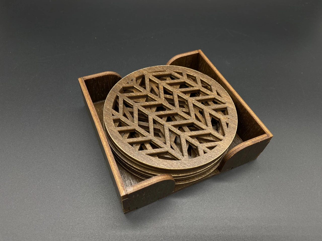 Костер під гарячий посуд із дерева в коробці, 10х11см, 6шт, тоновані - 2