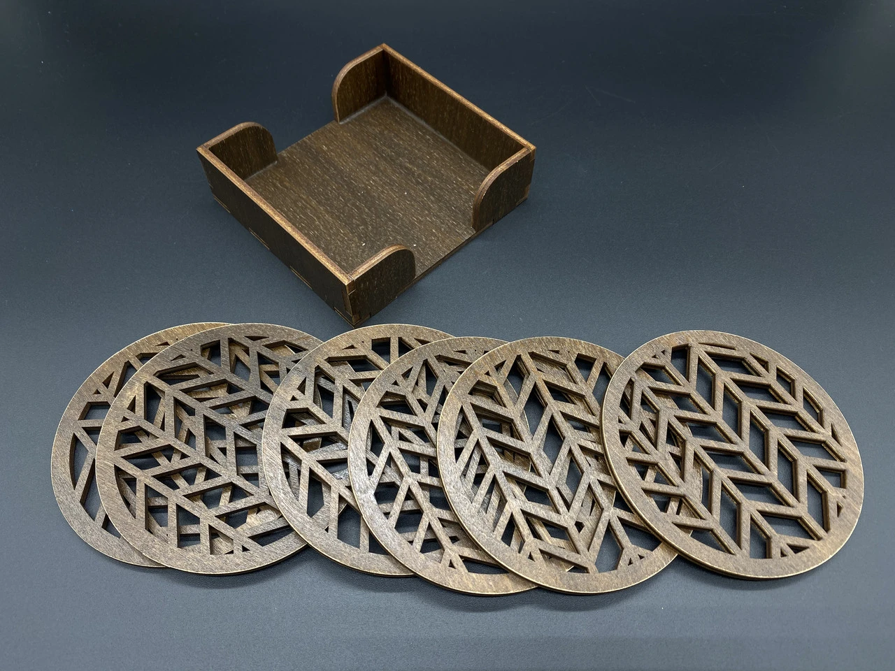 Костер під гарячий посуд із дерева в коробці, 10х11см, 6шт, тоновані