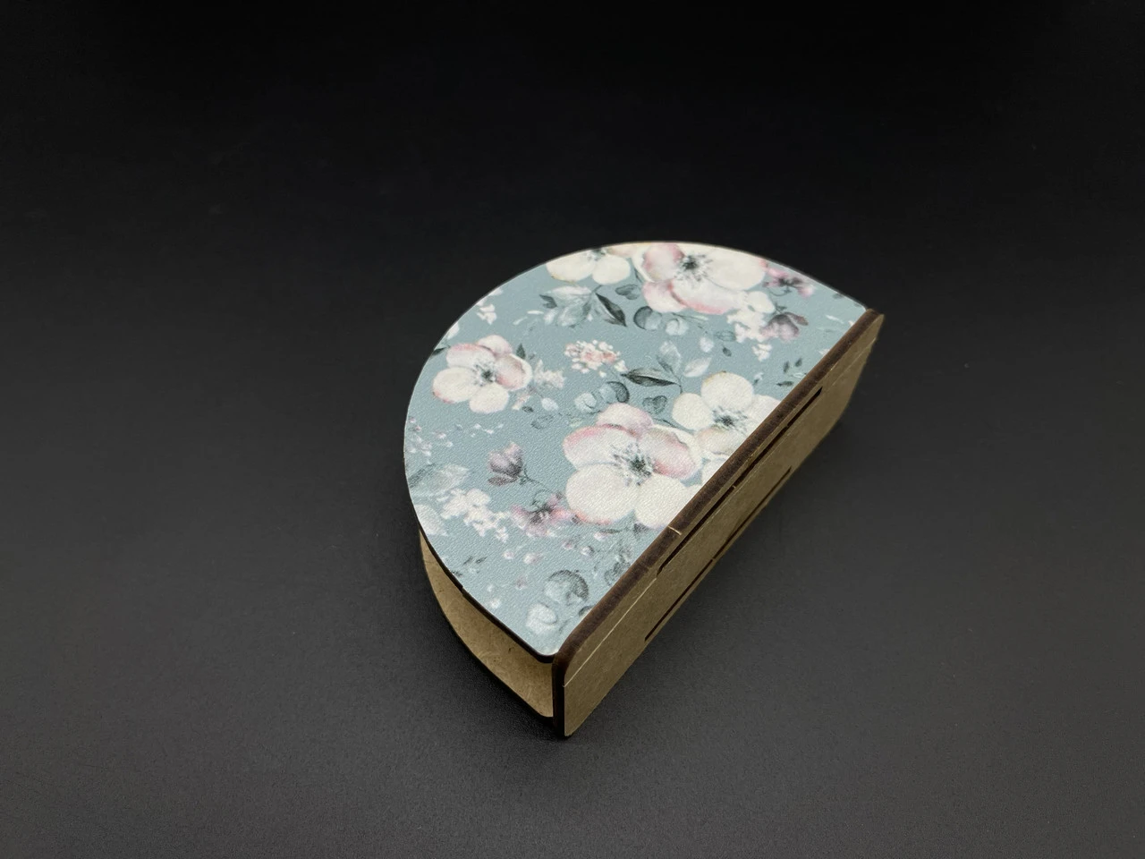 Серветница деревянная с УФ-печатью, 105х70мм, Цвет «бирюзовый», Цветы