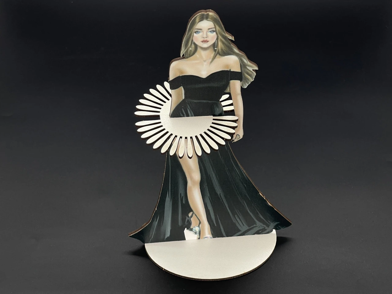 Серветница деревянная с УФ-печатью, 26,5х12,5см, Цвет «черный», Женщина