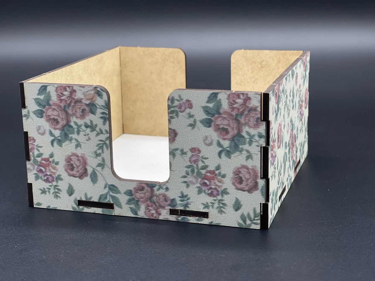 Салфетница деревянная с УФ-печатью бокс, 12,5х12,5х6,5см, Цвет «бирюзовый», Цветы