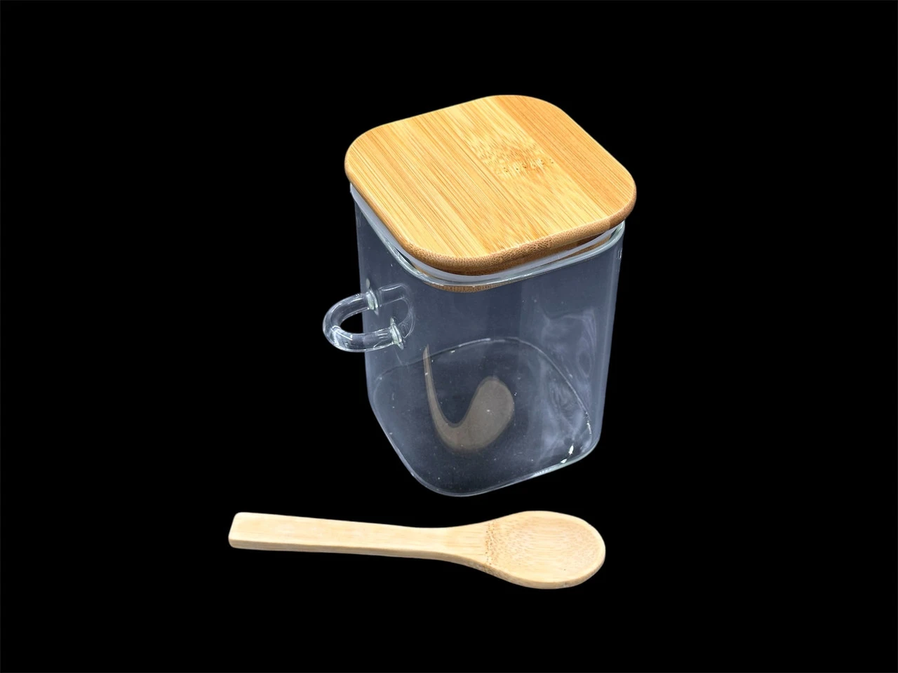 Скляна ємність для зберігання з ложкою, 8х10,5см, Прозора - 2