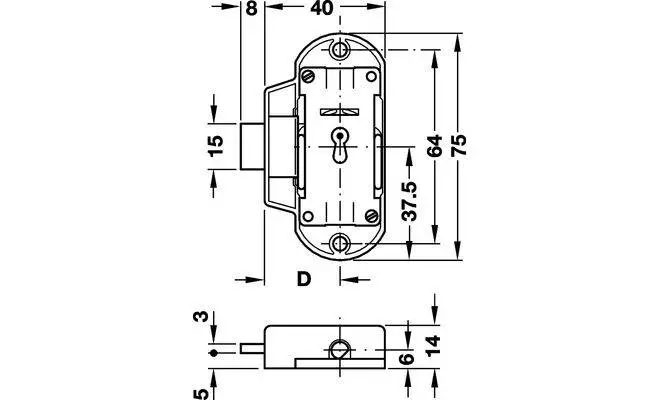 Замок Hafele PICCOLO-NOVA  225.56.618 25 мм правий Нікель матовий - 2