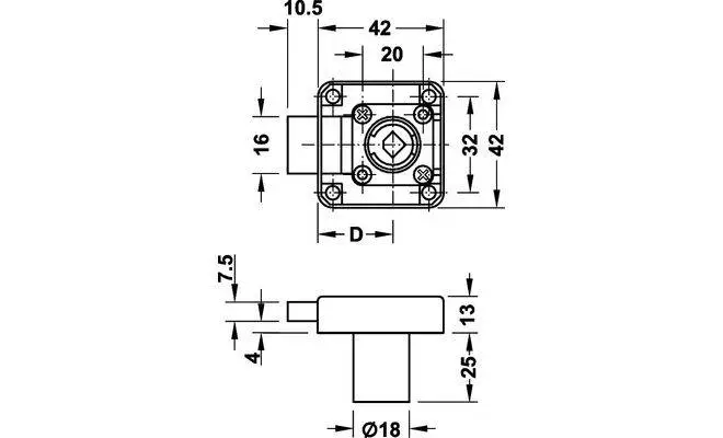 Замок накладний Hafele Symo з защіпкою 232.37.624 18/22 лівий - 2