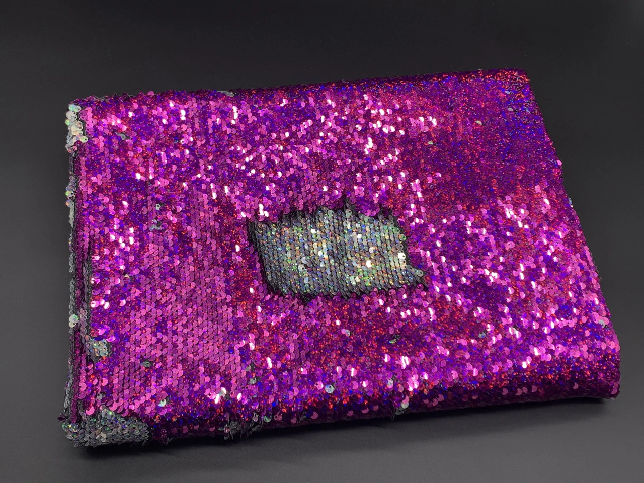 Ткань пайеточная, двусторонняя, Цвет «розово-серебристый»