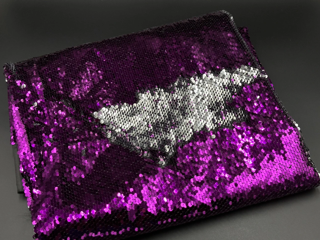 Ткань пайеточная, двусторонняя, Цвет «фиолетовый» - 2