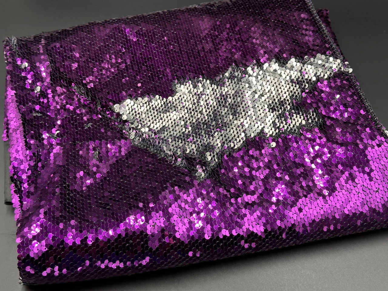 Ткань пайеточная, двусторонняя, Цвет «фиолетовый»