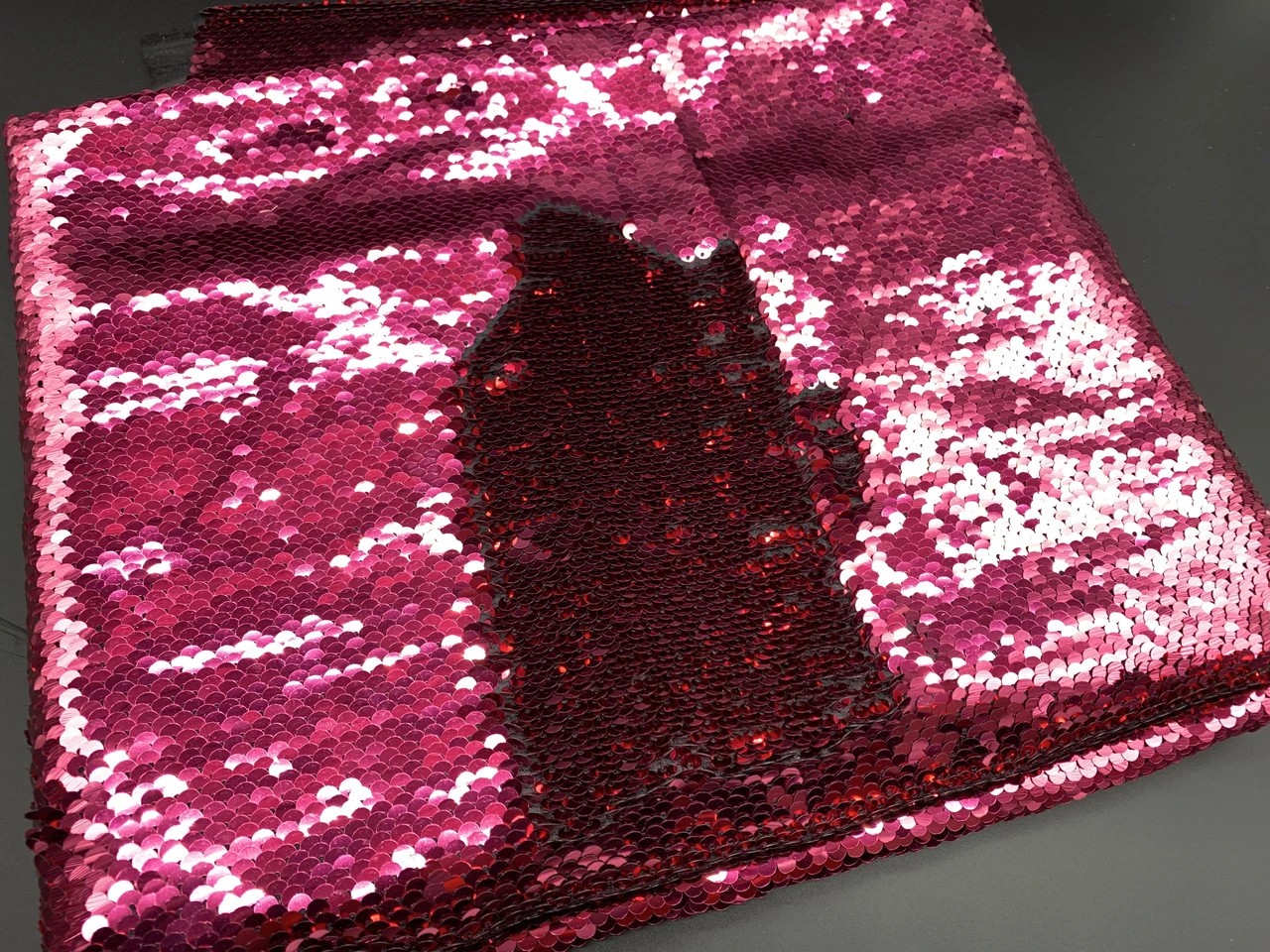 Ткань пайеточная, двусторонняя, Цвет «розовый» - 2