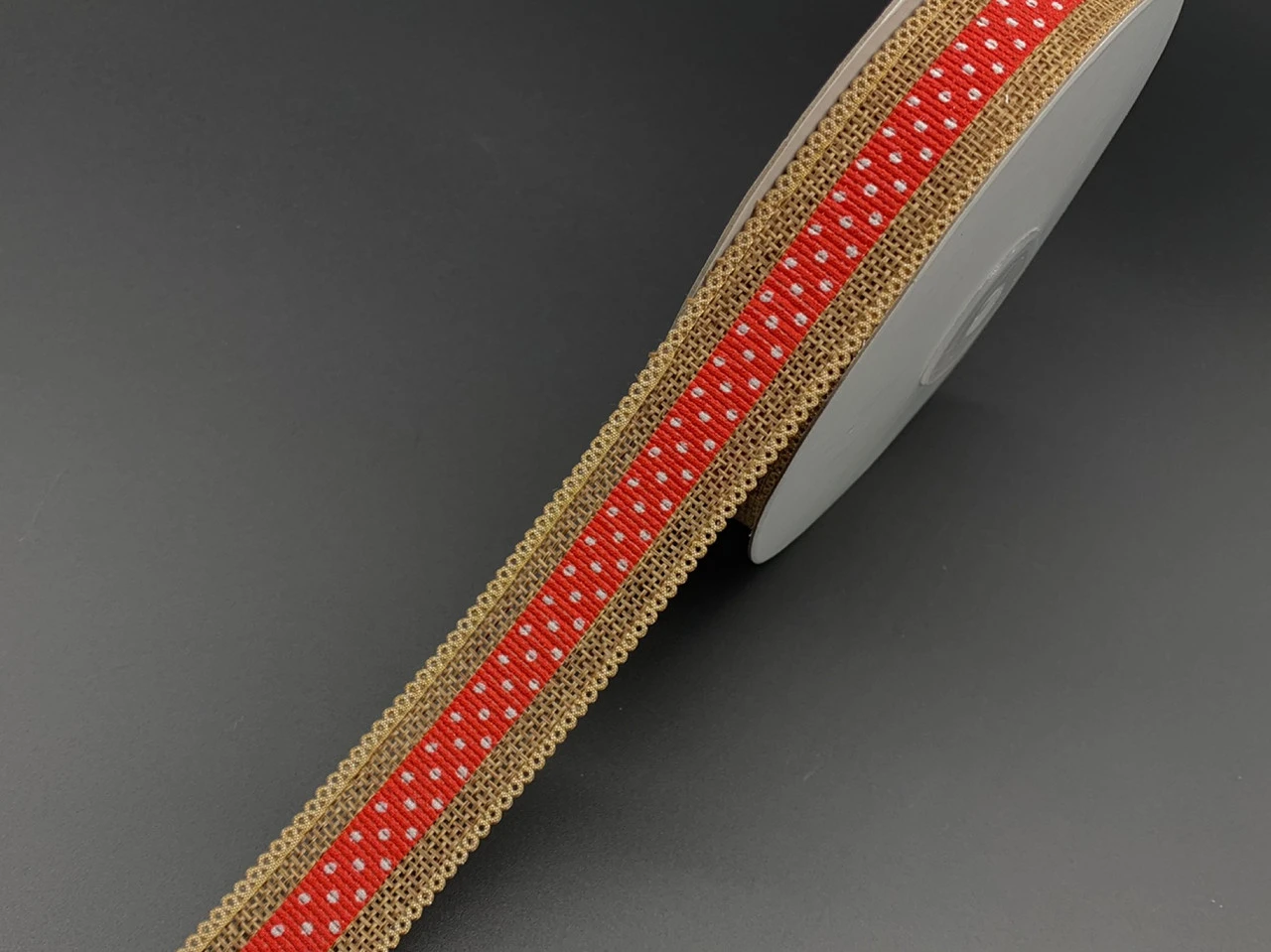 Стрічка декоративна, "Горошок", 2,5см, 20м/рул, Колір "червоний"