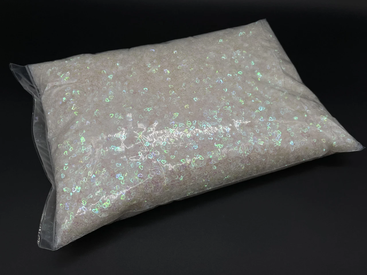 Блискітки, гліттер декоративний у формі "Серце", 1 кг, Колір "білий"