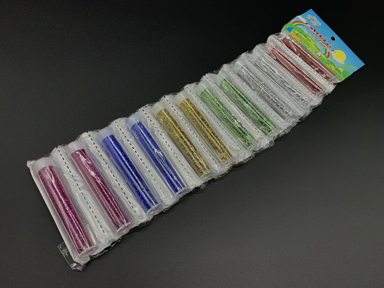 Блискітки, гліттер декоративний в тюбику, 12шт, Колір "різнольоровий"