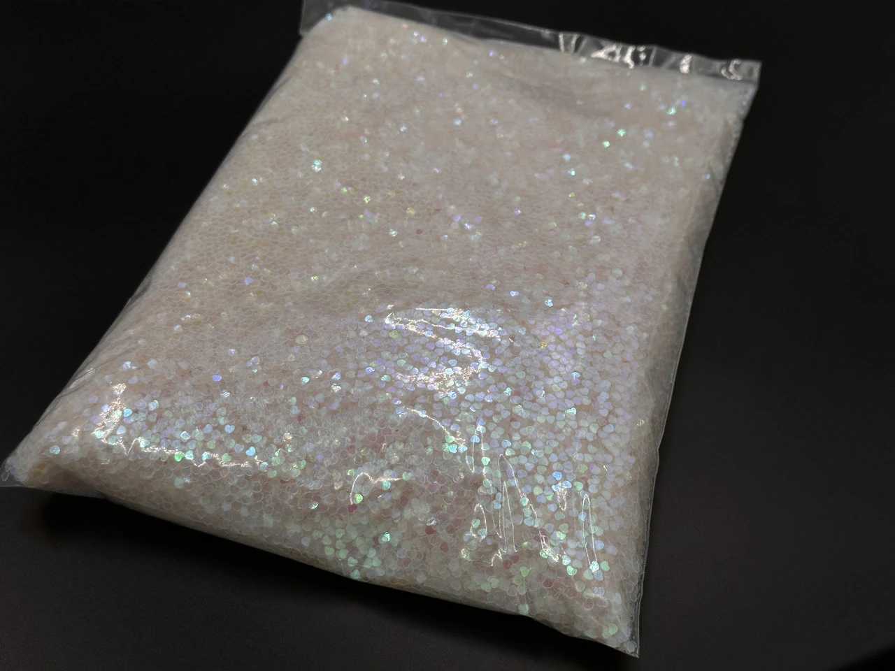 Блискітки, гліттер декоративний у формі "Серце", 1 кг, Колір "білий"