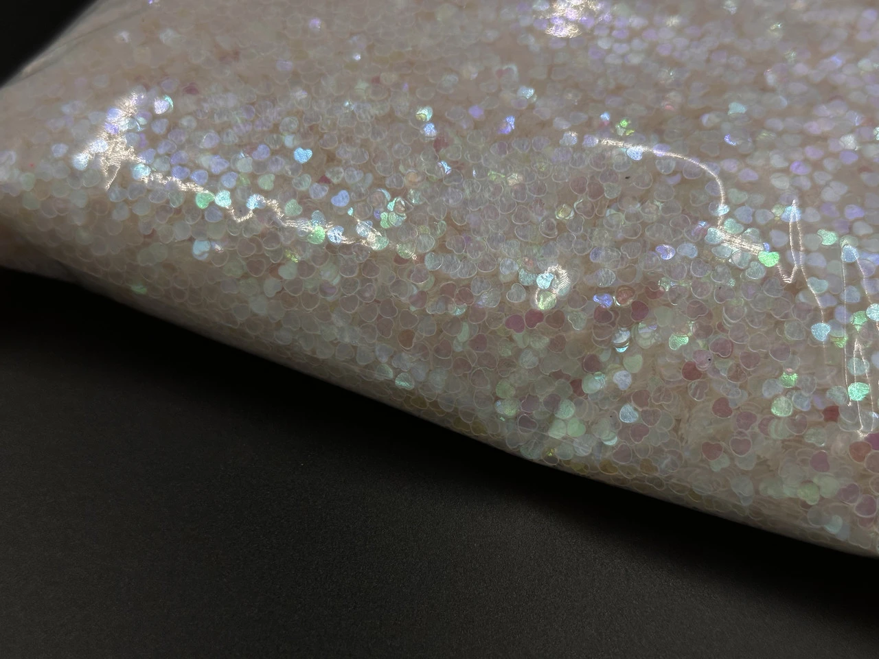 Блискітки, гліттер декоративний у формі "Серце", 1 кг, Колір "білий" - 2