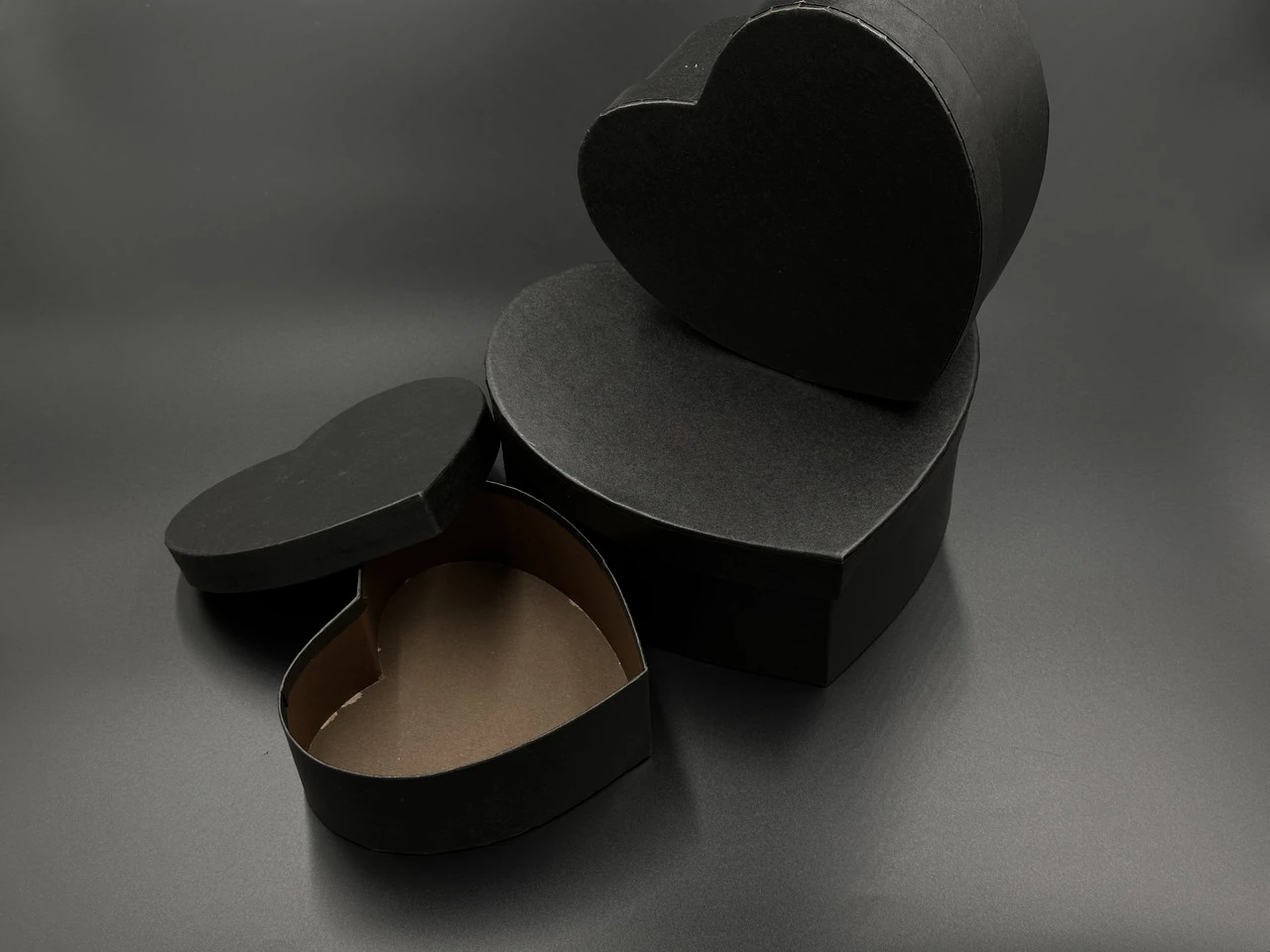 Коробка подарункова, Серце, 21х9см, Колір "чорний", 3шт