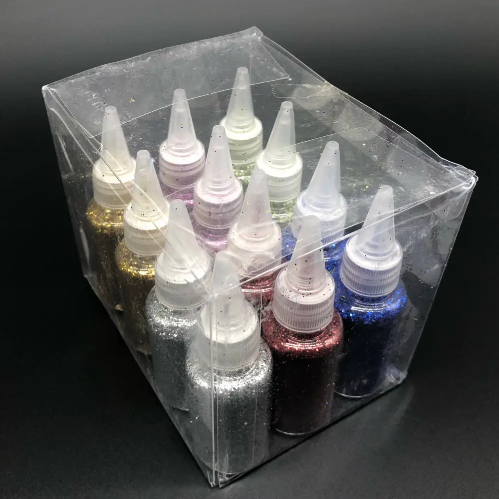 Блискітки, гліттер декоративний в баночці, 12шт, Колір "різнольоровий"