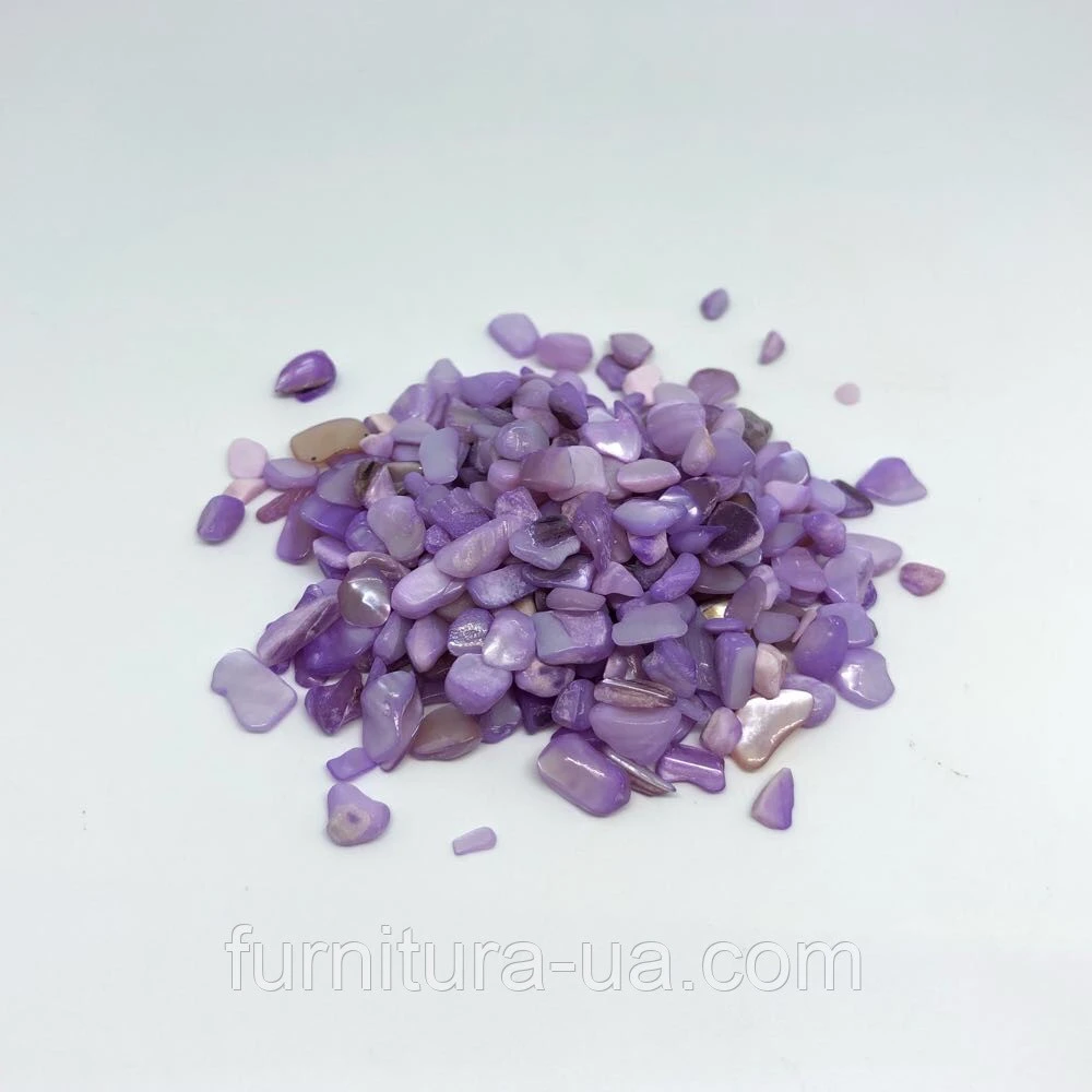 Камінчик декоративний, подріблений, полірований, 100 грам, Колір "бузок" - 2