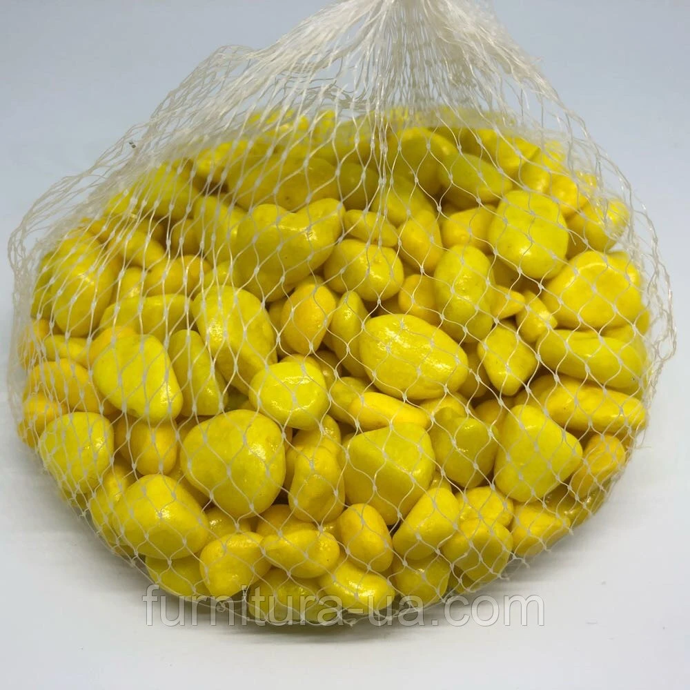 Камінчик декоративний, подріблений, полірований, 500 грам, Колір "жовтий" - 2