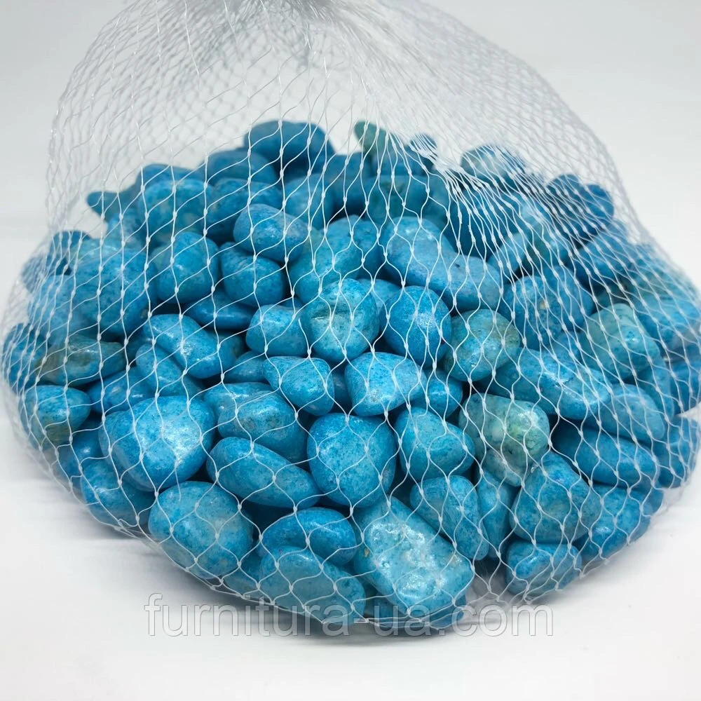 Камінчик декоративний, подріблений, полірований, 500 грам, Колір "блакитний" - 2