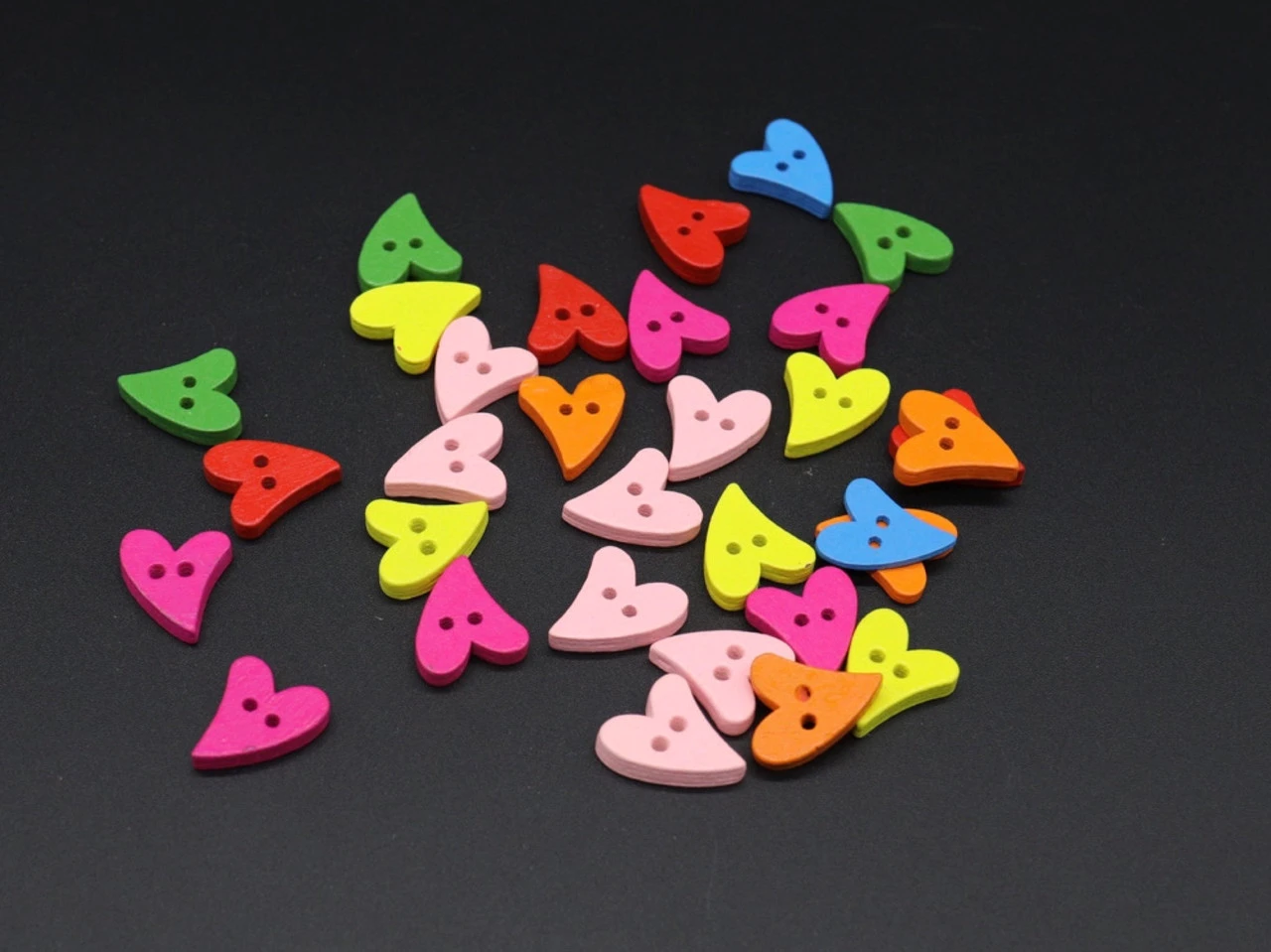 Гудзики дерев'яні декоративні, Серце, 19х16мм, Колір "різнокольоровий" - 2