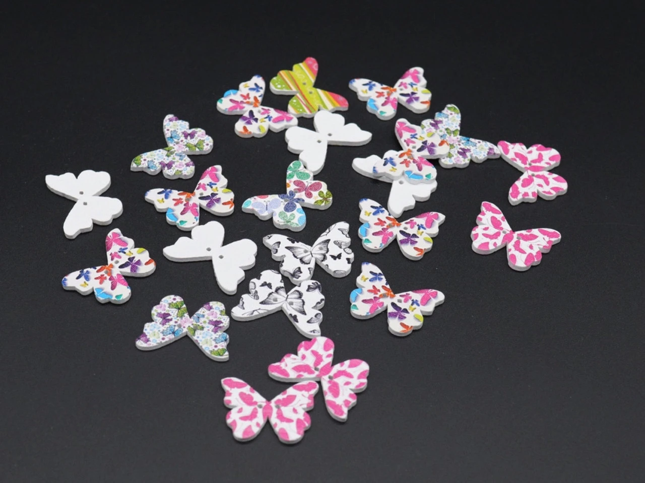 Гудзики дерев'яні декоративні, Метелик, 28х20мм, Колір "різнокольоровий" - 2