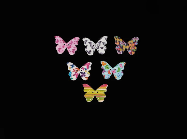 Гудзики дерев'яні декоративні, Метелик, 28х20мм, Колір "різнокольоровий"