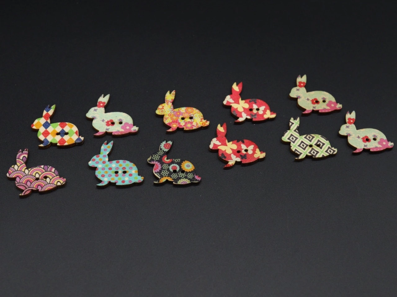 Гудзики дерев'яні декоративні, Кролик, 32мм, Колір "різнокольоровий" - 2