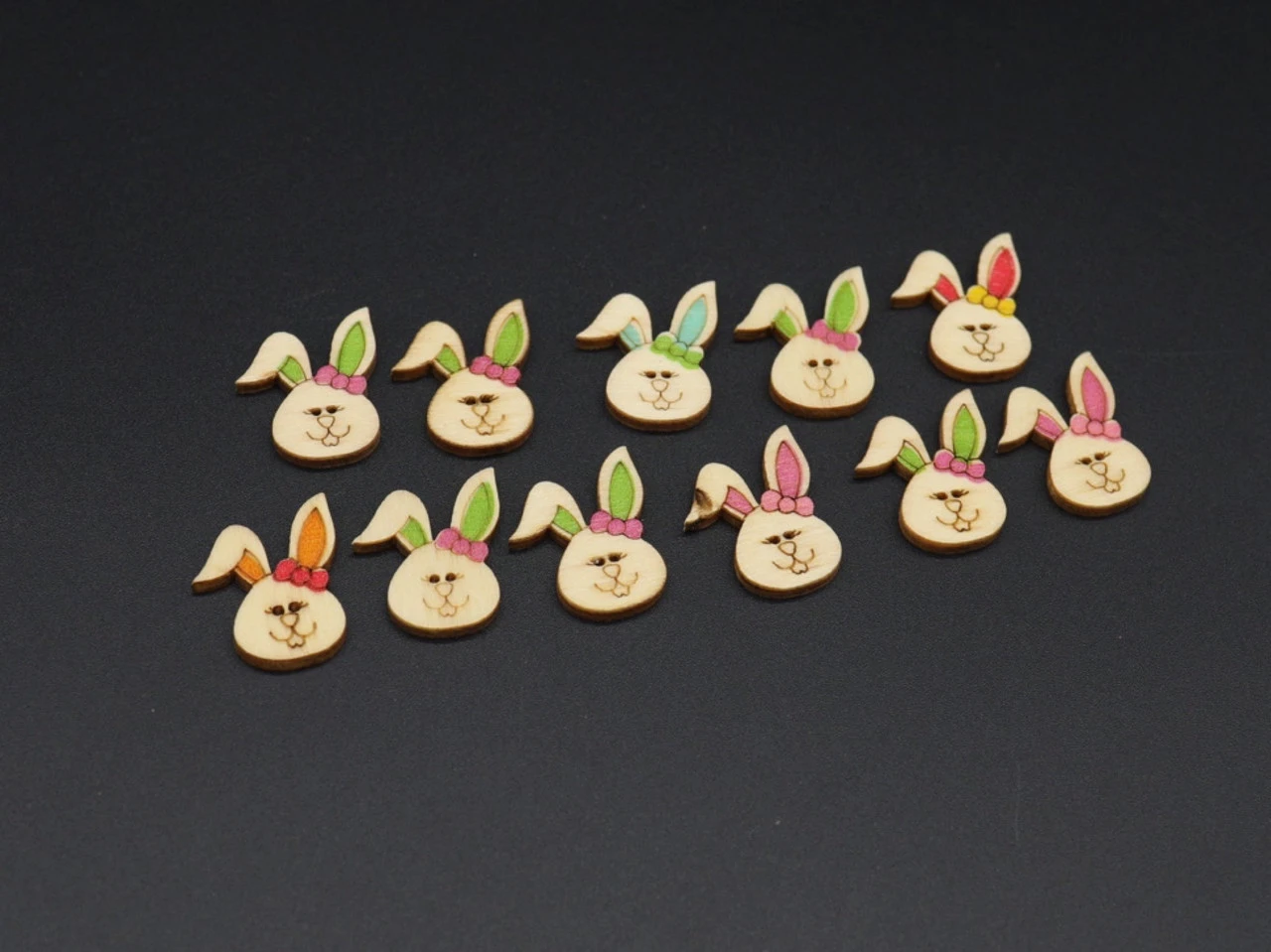 Гудзики дерев'яні декоративні, Заєць, 25мм, Колір "різнокольоровий" - 2