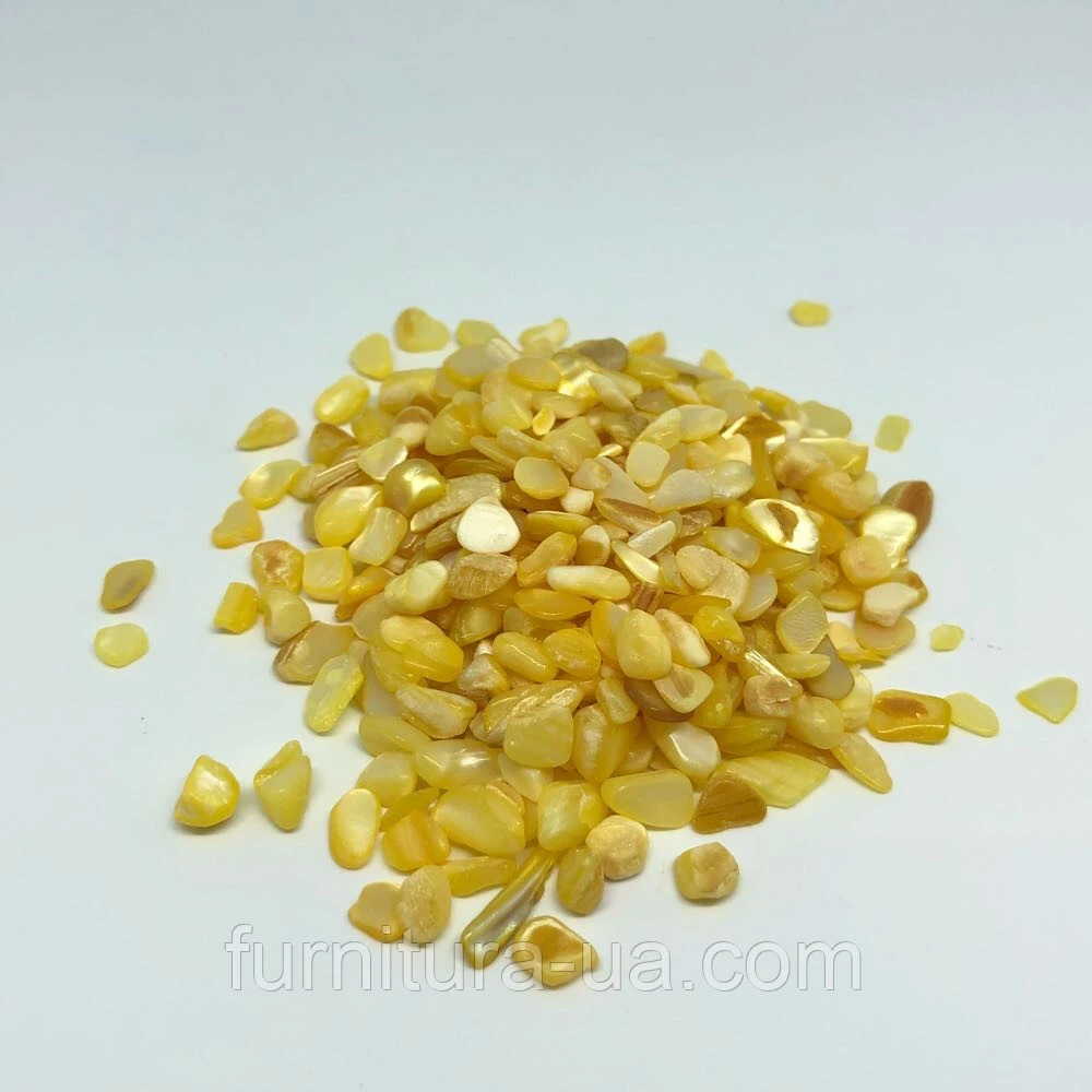 Камінчик декоративний, подріблений, полірований, 100 грам, Колір "жовтий" - 2