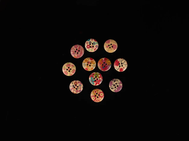 Пуговицы деревянные декоративные, 15мм, Цвет «разноцветный»