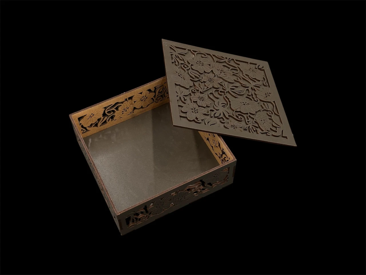 Скринька декоративна з фанери, під декупаж, 16,5х16,5х6см, Колір "графіт"