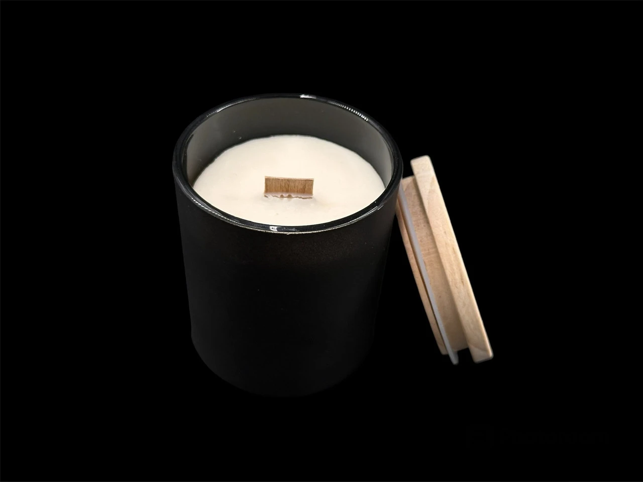 Аромасвічка соєва з дерев'яним ґнітом, аромат "Мімоза - мандарин"